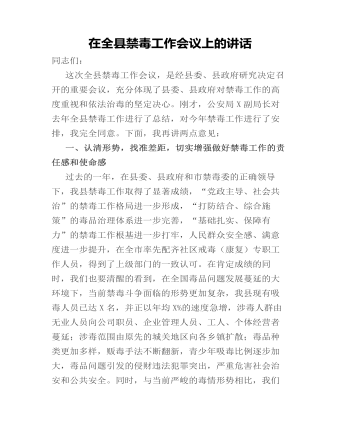 在全县禁毒工作会议上的讲话(定制版)