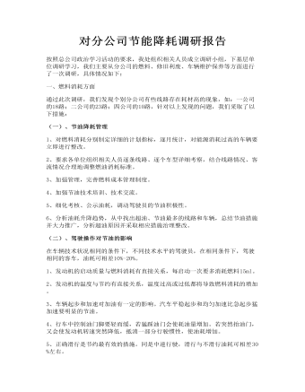 对分公司节能降耗调研报告(订稿版)