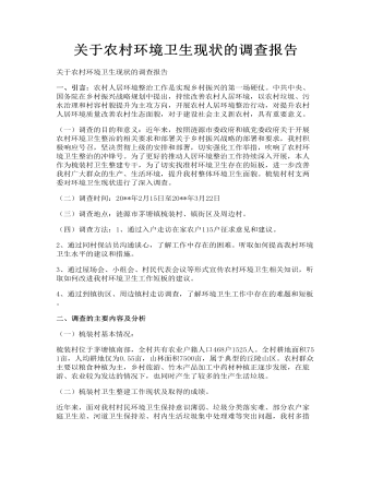 关于农村环境卫生现状的调查报告 (定制版)