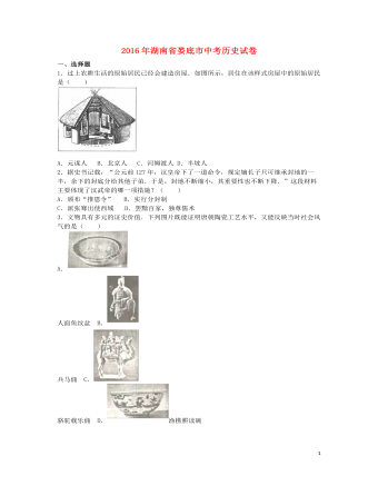 湖南省娄底市2016年中考历史真题试题（内容型含解析）