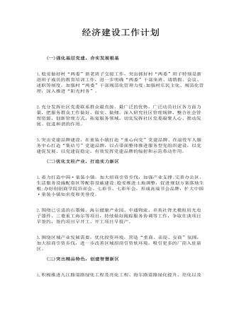 经济建设工作计划（定制版）