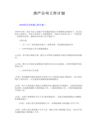 房产公司工作计划(最终版)