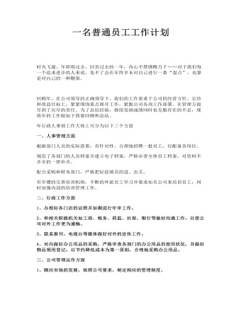 一名普通员工工作计划(最新)