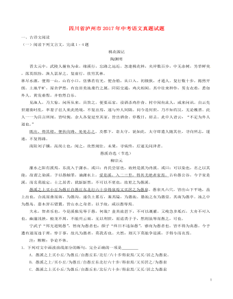 四川省泸州市2017年中考语文真题试题（最终版含解析）