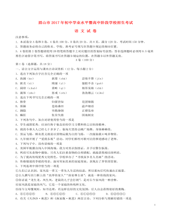 四川省眉山市2017年中考语文真题试题（最新含答案）