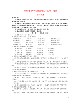 贵州省黔南州2016年中考语文真题试题（精品版含答案）