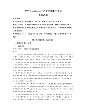 2022年四川省泸州市中考语文真题（精品解析版）