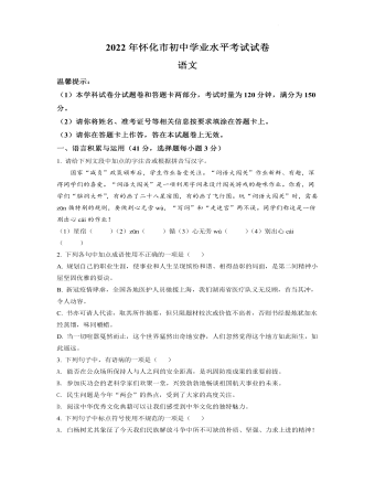 2022年湖南省怀化市中考语文真题（定制原卷版）