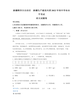 2022年新疆中考语文真题（最终解析版）