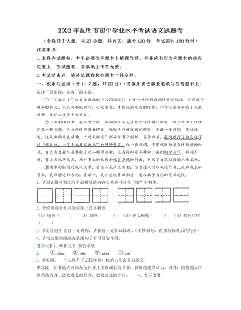 2022年云南省昆明市中考语文真题（内容解析版）