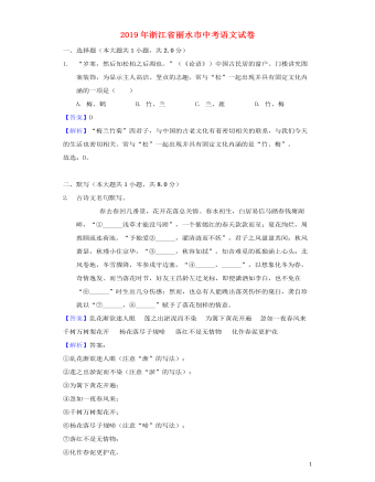 浙江省丽水市2019年中考语文真题试题（定制版含解析）