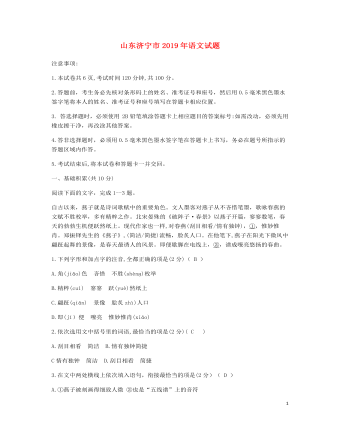 山东省济宁市2019年中考语文真题试题(精选版)