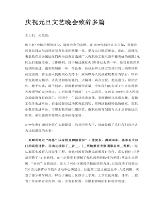 庆祝元旦文艺晚会致辞多篇 (精美版)