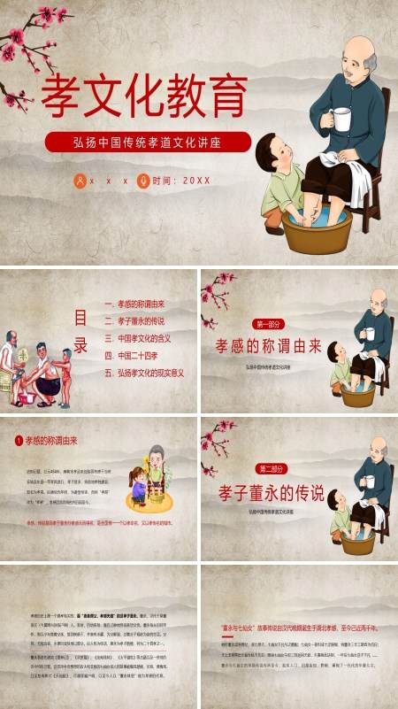 弘扬中国传统孝道文化讲座PPT课件模板