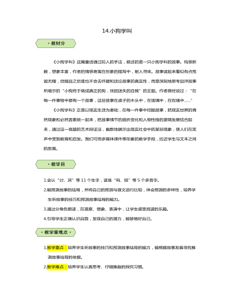 小狗学叫教案 (精美版)