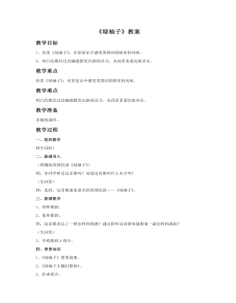 《绿袖子》教案(定制版)