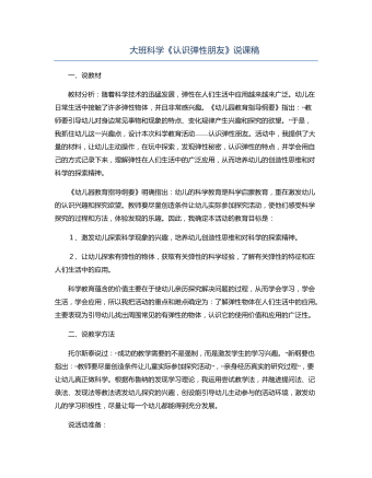 大班科学《认识弹性朋友》说课稿（定制版）
