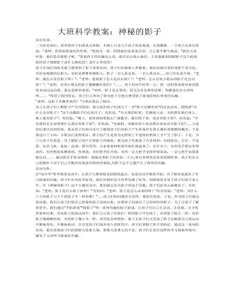大班科学教案：神秘的影子(最全)