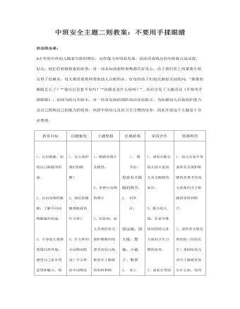 中班安全主题二则教案：不要用手揉眼睛（内容全面）
