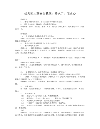 大班安全教案：着火了，怎么办(精品版)