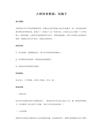 大班体育教案：玩瓶子(定制版)