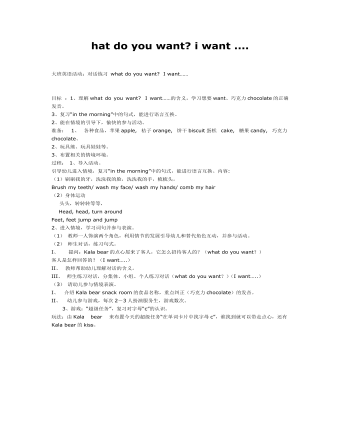 大班英语教案：hat do you want i want ....(最新)