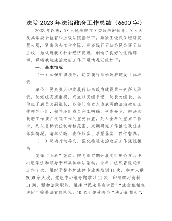 法院2023年法治政府工作总结 (精品版)