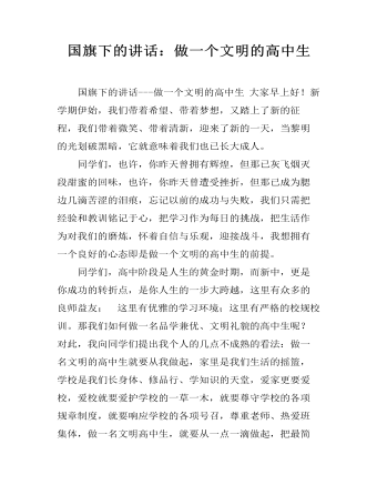 国旗下的讲话：做一个文明的高中生（定制版)