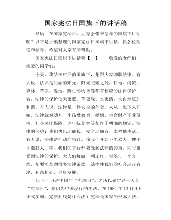 国家宪法日国旗下的讲话稿（内容丰富）
