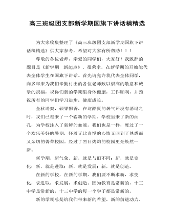 高三班级团支部新学期国旗下讲话稿精选 (精选版）