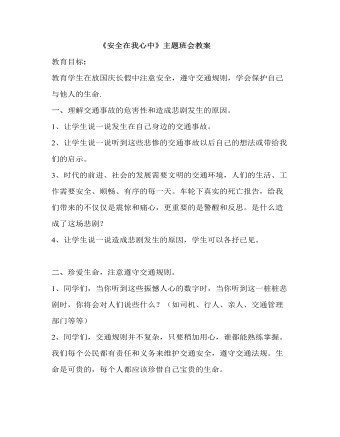 《安全在我心中》主题班会教案 （最终不改版）
