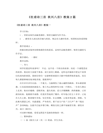 人教版高中语文必修3《杜甫诗三首 秋兴八首》教案2篇（定制版)