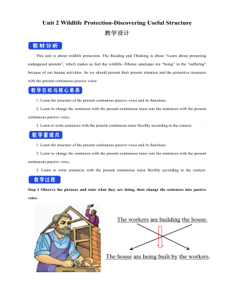 新人教版高中英语必修2Unit 2 Wildlife Protection-Discovering Useful Structure教案二（成品）