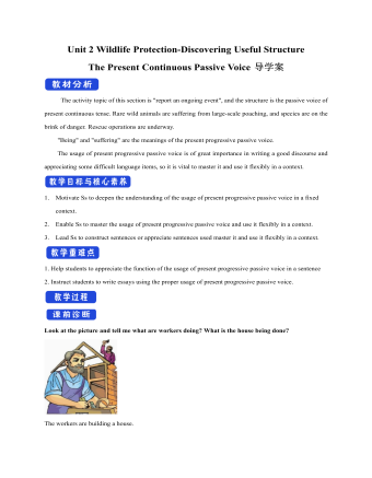 新人教版高中英语必修2Unit 2 Wildlife Protection-Discovering Useful Structure教案一 （内容全面）