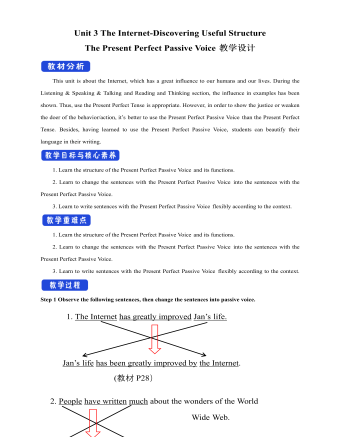 新人教版高中英语必修2Unit 3 The Internet-Discovering Useful Structure教案一（最终版）