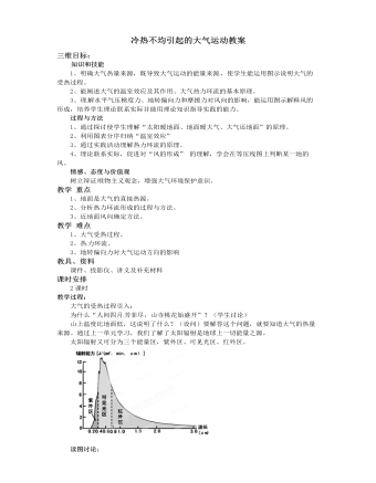 人教版高中地理必修1冷热不均引起的大气运动教案（成品）