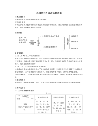 人教版高中地理选修2我国的三个经济地带教案（内容型）
