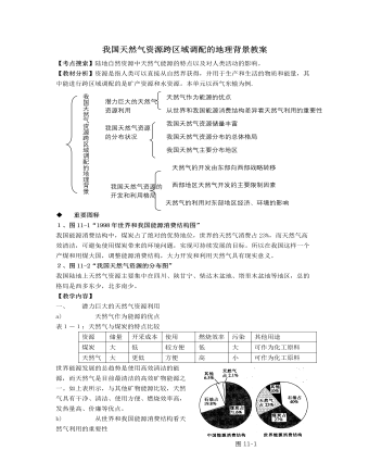 人教版高中地理选修2我国天然气资源跨区域调配的地理背景教案（成品）